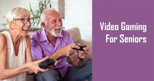 Video gaming for seniors. Elderly couple playing video games.